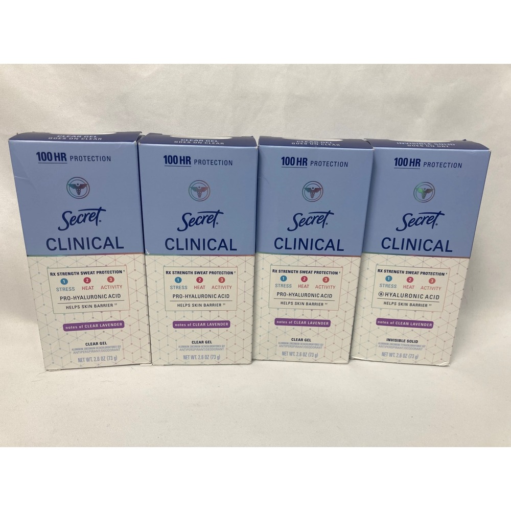 Secret Clinical Clear Lavender Antiperspirant Deodorant Lot of 4 2.6 oz New